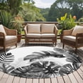 thumbnail image 4 of Large Round Rug 8Ft Washable Non-Slip, Grey Black Leaves Circle Area Rugs for Living Room Bedroom, Summer Botanical Watercolor Leaf Indoor Floor Mats Carpet Runner for Home Decor, 4 of 8