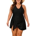 thumbnail image 2 of Swimdress for Women Plus Size Built-in Padded Cups with Skirt Tummy Control V Neck One Piece Swimsuits Slimming Tie Side Modest Bathing Suits Swimwear, 2 of 8