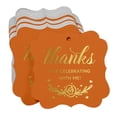 thumbnail image 3 of Inkdotpot Pack Of 50 Thanks For Celebrating With Me Birthday Paper Tags DIY Craft Bracket Shape Real Gold Foil Hang Tags, 3 of 7