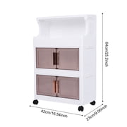 SHegdu Stackable Storage Bins 3 Tier Foldable Plastic Large Closet Organizer with Doors and Wheels for Snacks Toys Books Beverages Cosmetics Bedding (White Height-25 inches)