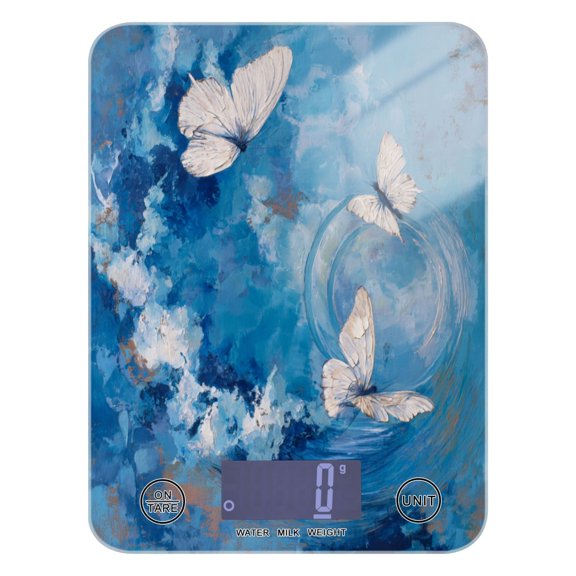 High Precision Digital Kitchen Scale Tempered Glass Food Scale Multifunction Scale Small Kitchen Appliances Butterflies and Circular Motif