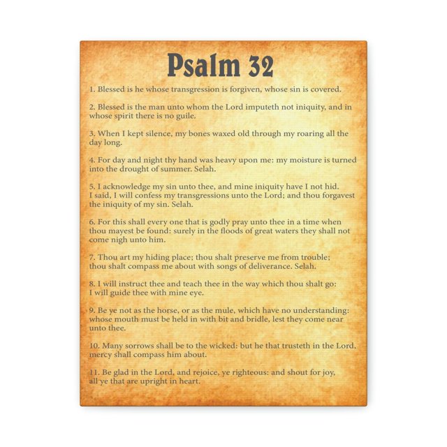 Scripture Walls Psalm 32 Chapter Gold Bible Canvas Christian Wall Art Ready to Hang Unframed