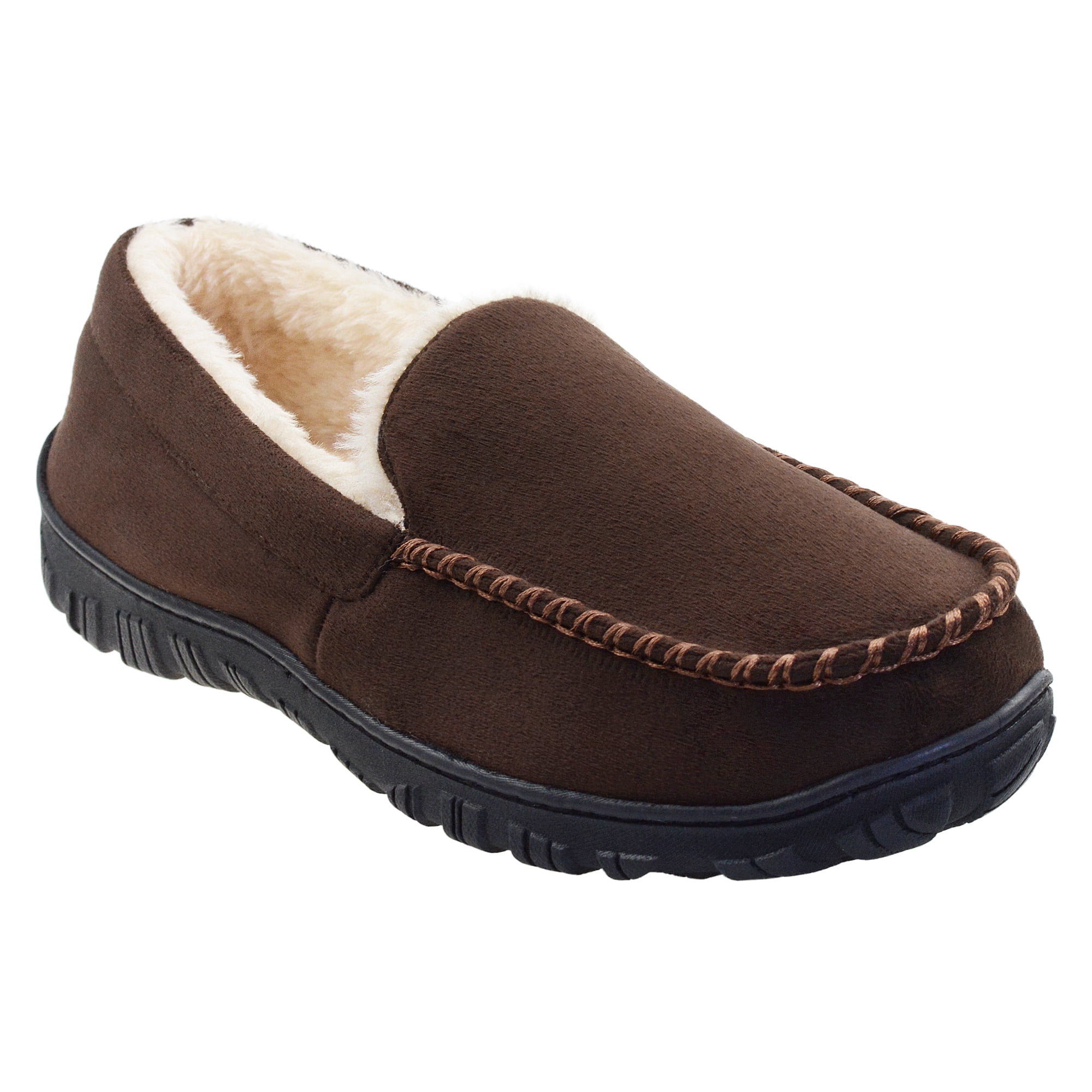 LULEX Men's Brown Moccasin Slippers with Memory Foam Slipon Slippers