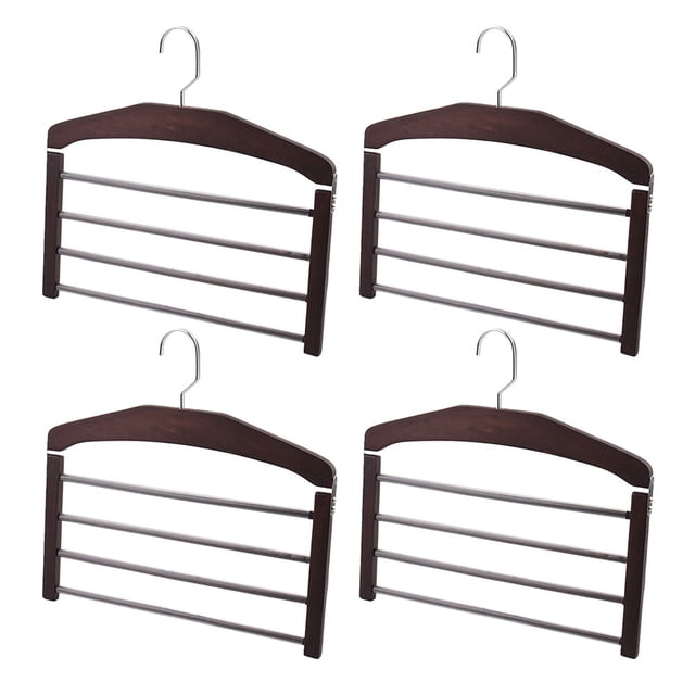 4pcs Multifunctional Non-slip Wooden Hanger Clothes Pants Drying Hanger