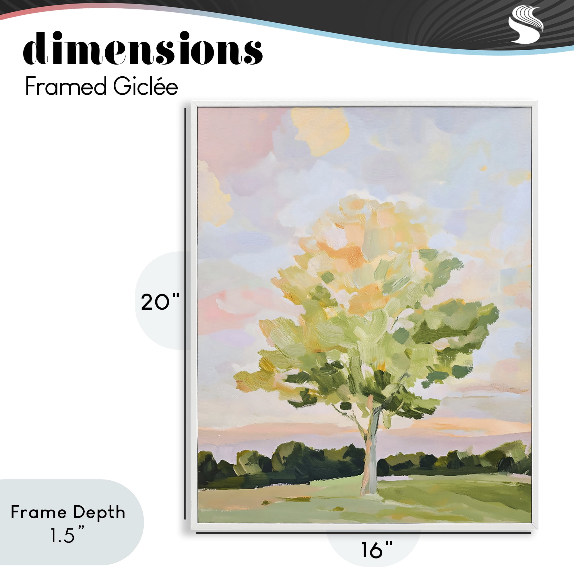 Stupell Industries Sunlit Tree Landscape Impression White Framed Giclee Art, design by The Prints Vibe