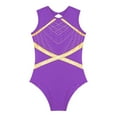 thumbnail image 5 of YONGHS Girls Sleeveless One Piece Gymnastics Leotards Tumbling Ballet Dance Unitard Bodysuit Purple 6, 5 of 7