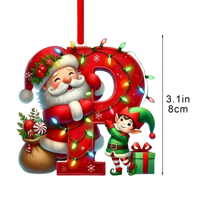 Decoraciones de Árbol de Navidad 26 Letra Colgante Regalo Decorativo Familia Colgantes de Fiesta de Navidad