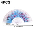 thumbnail image 2 of Vjnyvs 4pcs Floral Folding Hand Fan Vintage Retro Plastic Handheld Fans Folding Fan Wedding Dancing Church Party, 2 of 7