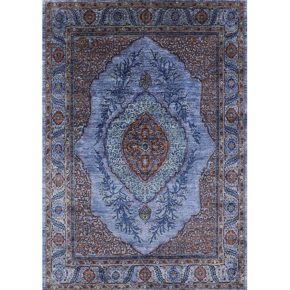 Ahgly Company Indoor Rectangle Mid-Century Modern Plum Purple Oriental Area Rugs, 8' x 10'