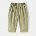 thumbnail image 4 of LYHaoo 2025 New Children's Solid Color Casual Pants Fashion Children's Pants Wide Leg Pants Sizes 3-4 Years Green, 4 of 4