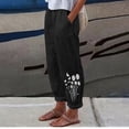 thumbnail image 5 of DeHolifer Pants for Women Cotton Linen Summer Casual Baggy Comfy Wide Leg Trousers Lounge Pants with Pocket Black M, 5 of 8