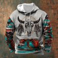 thumbnail image 2 of IWRICH Hoodies for Men Aztec Cowboy Western Retro Ethnic Printed Hooded Sweatshirt Fashion Graphic Fall Pullover Tops 01-White XL, 2 of 3