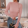 thumbnail image 3 of Wutalume Women's Long Sleeve Fall Soft Lightweight Knit Slim Sweater Tops, Versatile Solid Color Design, Cozy Layer for Transitional Weather,Pink L, 3 of 8