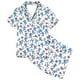 thumbnail image 2 of Odeerbi 2-12 Años Niños Niñas Pijamas de Verano de Satén Con Solapa de Muesca Camisas de Manga Corta Pantalones Cortos Conjunto de Pijama de Seda Con Estampado Suave, 2 of 5