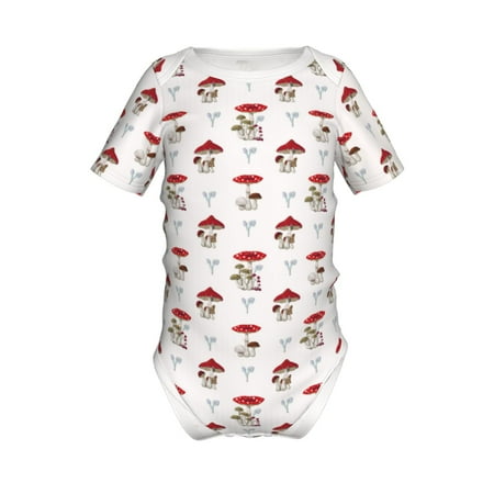 

Adobk Different Mushrooms Print Baby Climbing Clothes Jumpsuit Rompers Classic Rompers Child Short sleeve Bodysuits-9M