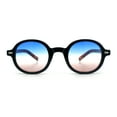 thumbnail image 4 of Vintage Vibe Hipster Fashion Round Plastic Horn Rim Sunglasses Black Tortoise - Blue Burgundy, 4 of 8