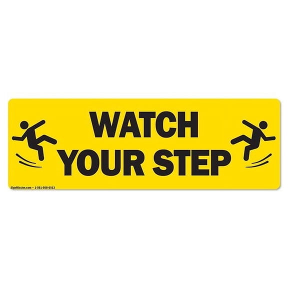 Watch Your Step Non-Slip Floor Marker | 6" X 18" Vinyl Decal | Protect Your Business, Work Place & Customers |  Made in The USA