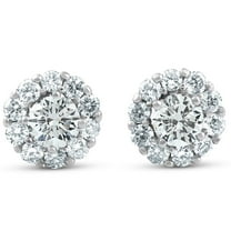 Pompeii 1ct Halo Round Diamond Studs 14k White Gold (J-K,I2-I3)