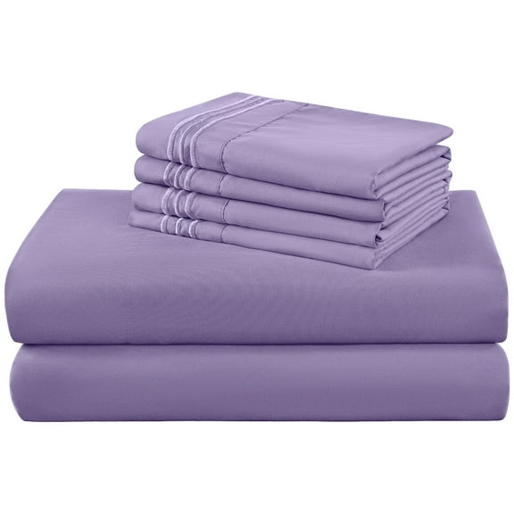 SONORO KATE 6 Pieces Bed Sheet Set, 1800 Series Soft Microfiber California King Sheets with 16" Deep Pocket, Lavender