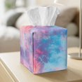 thumbnail image 5 of FKELYI Tissue Box Cover Squared Tissue Holder Home Accessories Tie-Dye Blue Pink Print PU Leather Tissue Holder Organizer Snap Button Design Modern Decor, 5 of 7