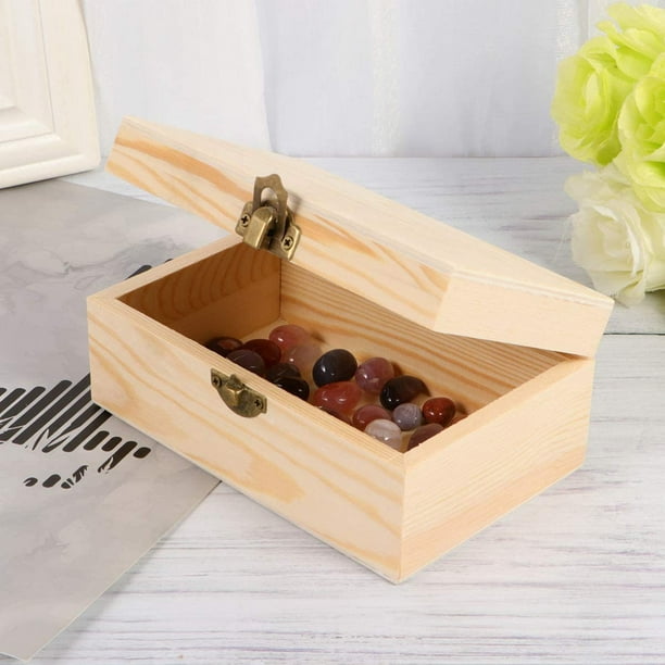 Heyrekt Wooden Stash Box With Lock Wood Storage Box With Lid Decorative Boxes Jewelry Organizer Box(Rectangle)