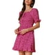 thumbnail image 4 of Vestido Floral con Mangas Abullonadas, Espalda Fruncida y Escote Corazón para Mujer XL Rosa Fucsia, 4 of 6