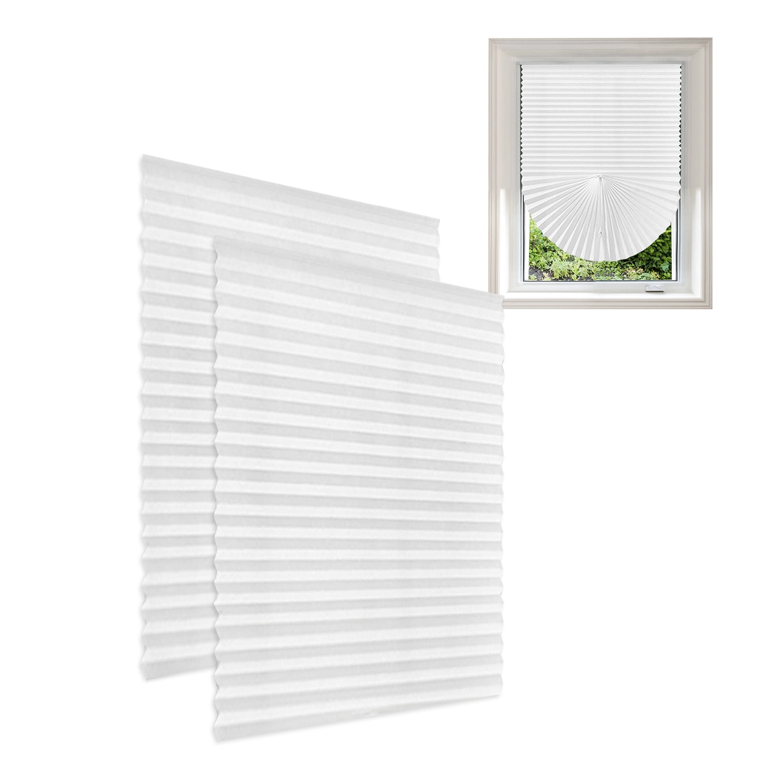 2 Pack Window Shades Blackout Pleated Paper Half Shades for Indoor