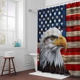 thumbnail image 6 of U.S. Flag Eagle Shower Curtain for Bathroom Decor, Independence Day Red Wood Striped Vintage Waterproof Fabric Shower Curtain, 72"x84" Set with 12 Hooks, 6 of 9