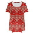 thumbnail image 4 of Birdeem Blouses pour Femmes Imprimé Col Surdimensionné Plissé Manches Courtes Ample L-5TG, 4 of 12