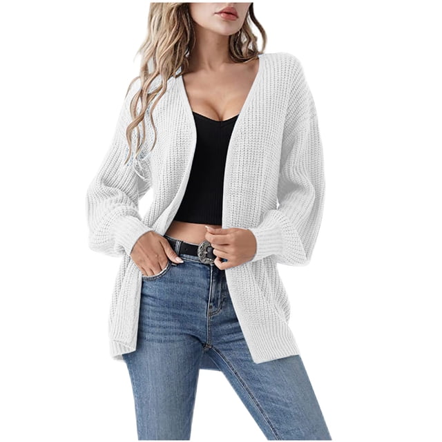 Dvkptbk Chandails pour Femmes Cardigan Léger à Manches Longues Ouvert devant Vêtements d'Extérieur en Solde
