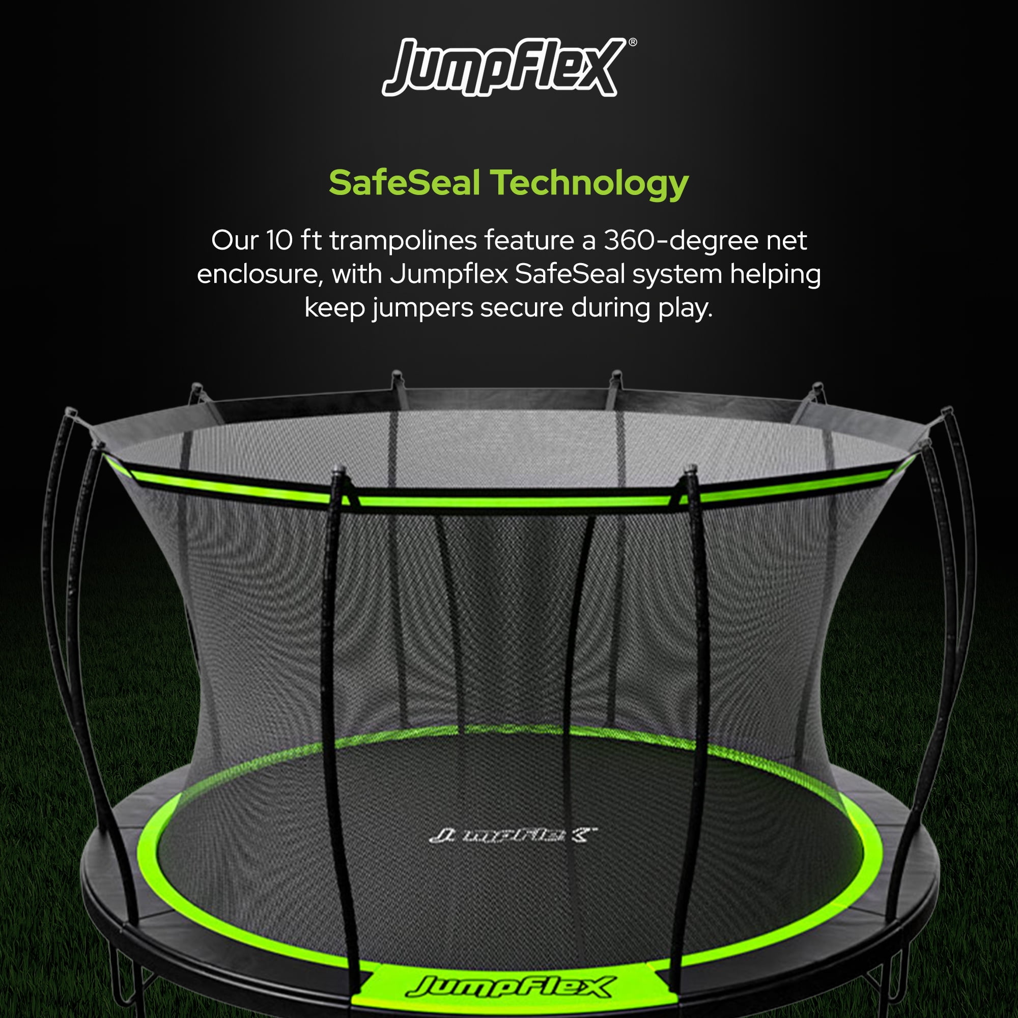 Jumpflex FLEX 12' Round Trampoline, Outdoor Play Equipment with PROJAM Basketball Hoop