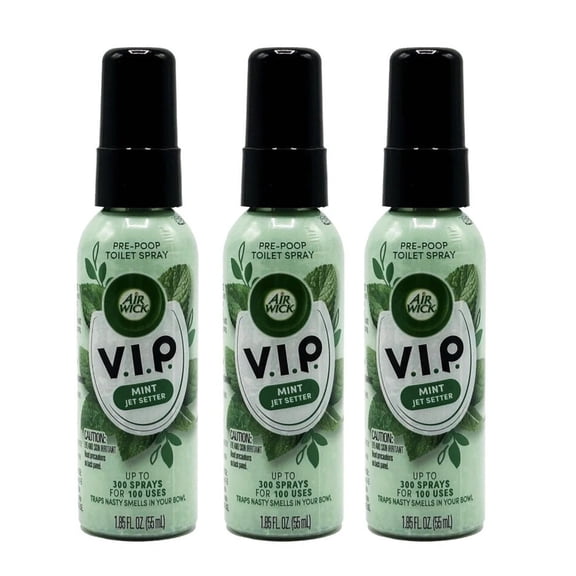 Air Wick V.I.P. Pre-Poop Toilet Spray, Mint Jet Setter  (pack Of 3) Travel Size