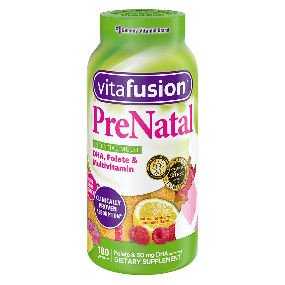 1 PACK VitaFusion PreNatal DHA, Folate and Multivitamin Gummy, 180 ct