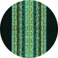 thumbnail image 1 of Ahgly Company Machine Washable Indoor Round Abstract Turquoise Blue Modern Area Rugs, 3' Round, 1 of 4