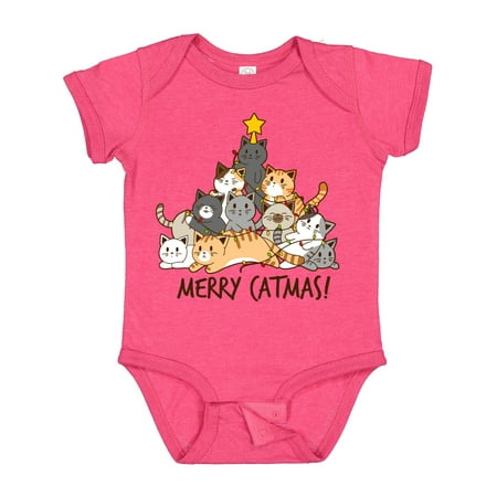 

Inktastic Merry Catmas with Cat Tree and Yellow Star Gift Baby Boy or Baby Girl Bodysuit