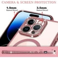 thumbnail image 4 of for iPhone 14 Pro Max Phone Case Magnetic Glitter Sparkly Clear Luxury Plating Diamond Bumper Full Camera Protective Cover Compatible with MagSafe for Women Girls -Pink, 4 of 12