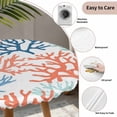thumbnail image 3 of Orange Blue Coral Round Tablecloth for 45-54 Inch Tables,Fitted Table Cover with Elastic Edge,Green Gradient Coastal Ocean Color Waterproof Outdoor Table Cloth Protector for Patio Garden Dinner, 3 of 9