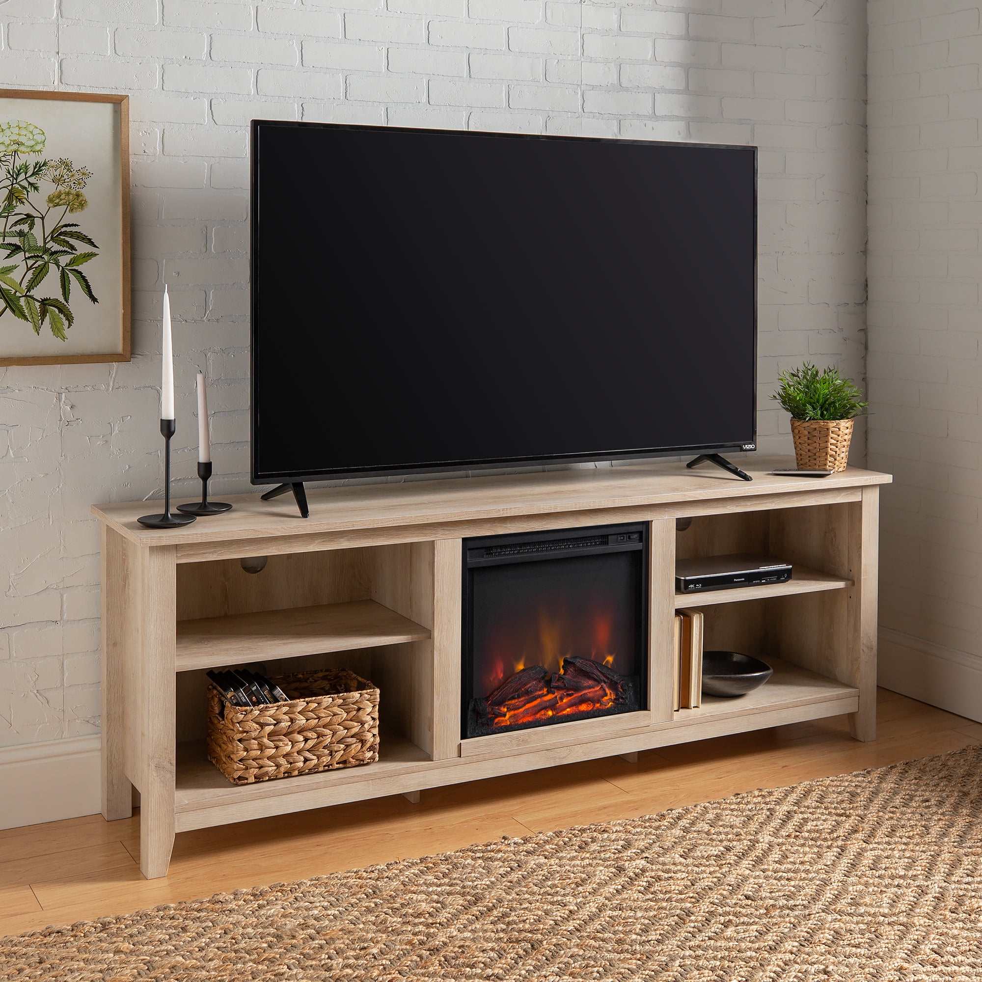 Cappuccino 80 Brown Furniture of America Griffith Multi Storage TV Stand 