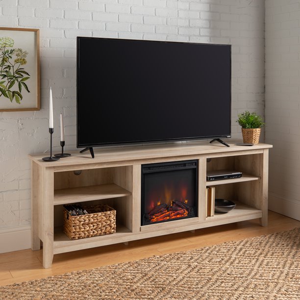 Walker Edison Traditional Fireplace TV Stand for TVs up to 78" White