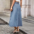 thumbnail image 7 of Ruimatai Womens Denim Maxi Skirt High Waist Front Button Pocket A-Line Light Flowy Loose Casual Vintage Daily Skirt, 7 of 7