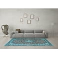 thumbnail image 3 of Ahgly Company Indoor Square Medallion Light Blue Traditional Area Rugs, 7' Square, 3 of 4