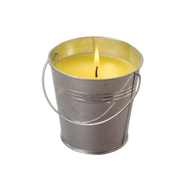 Citronella Candle Galvanized Look Jumbo 4.25" Metal Bucket, Luau Decor