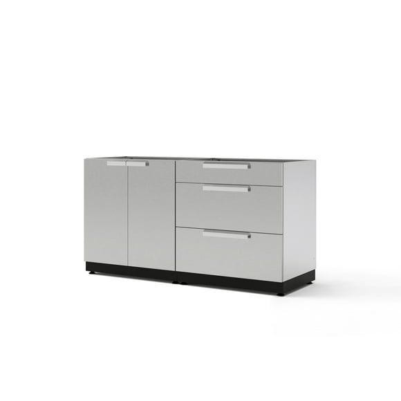 NewAge Products Outdoor Kitchen Stainless Steel 2 Piece Cabinet Set with 3-Drawer Cabinet and 2-Door Cabinet