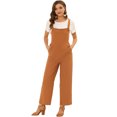 thumbnail image 1 of Unique Bargains Women's Ruffled Neck Jumpsuit, Brown, L, 1 of 5