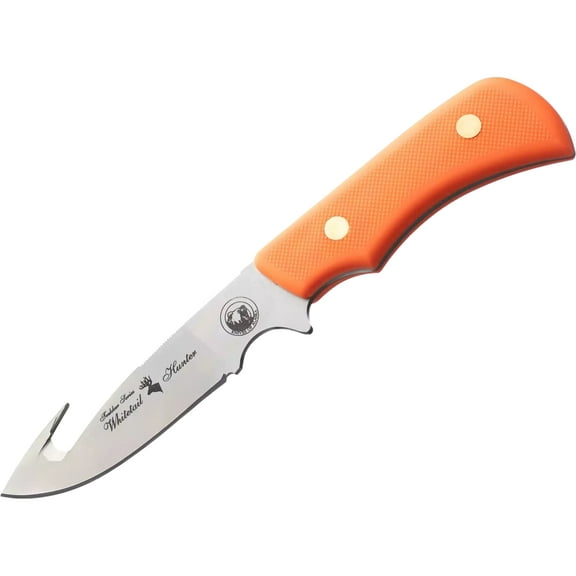 Knives of Alaska Trekker Whitetail Fixed Blade Knife 3.25" Drop Point with Gut Hook D2 Bead Blasted Blade SureGrip Handle Orange