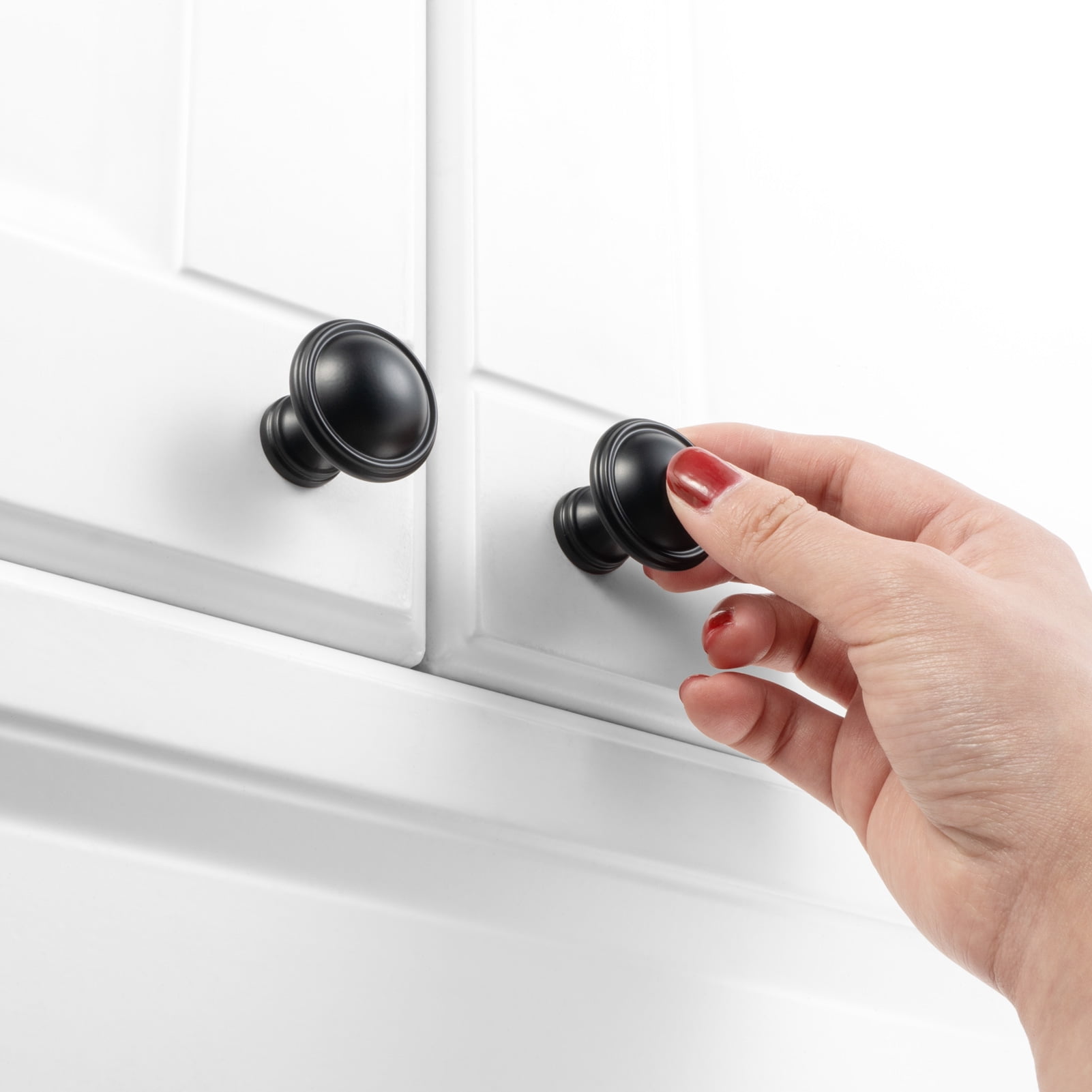 KOOFIZO 10 Pack Classical Cabinet Knob - Black Pull Handle (Dia.32mm / 1.26 Inch)