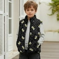 thumbnail image 7 of Xixirimido Bee Honeycomb Black Pattern Kids Zip-up Vest for Girls Boys Sleeveless Fleece Vest with Pockets Stand Collar Jacket Kids Fall Winter Outwear for 5-6, 7 of 7