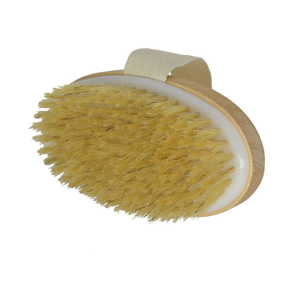 Oval Bath Dry full Body wash Brush, 100 Natural Bristles Back Scrubber