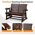 thumbnail image 5 of VINGLI Outdoor Glider Wood Patio Chair with Cup Holders, Outdoor Bench Glider Loveseat with Smooth Rocking Mechanism, Heavy Duty 800 LBS, Rustic, 5 of 14