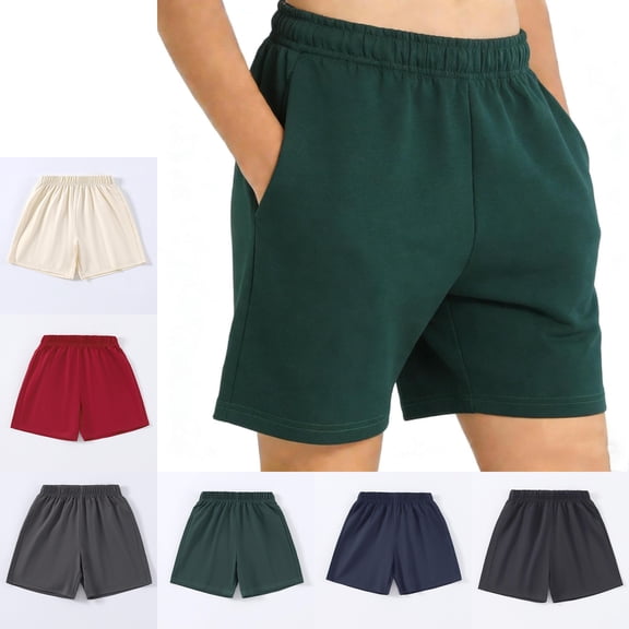 Babcutegg Boys Girls Solid Color Casual Shorts Lightweight Summer Clothes with Elastic Waist and Drawstring Green Size 9-10